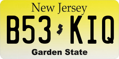 NJ license plate B53KIQ