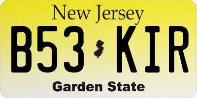 NJ license plate B53KIR