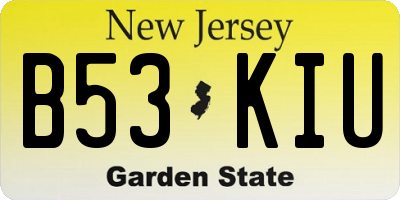 NJ license plate B53KIU