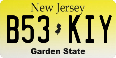 NJ license plate B53KIY