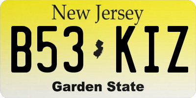 NJ license plate B53KIZ