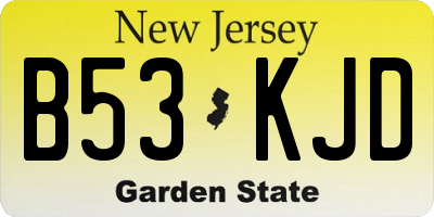 NJ license plate B53KJD