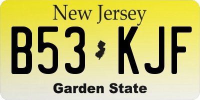 NJ license plate B53KJF