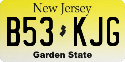 NJ license plate B53KJG