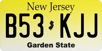 NJ license plate B53KJJ