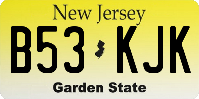 NJ license plate B53KJK