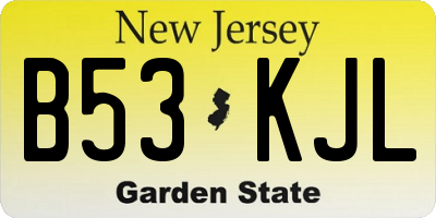 NJ license plate B53KJL