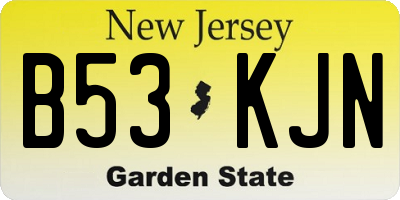 NJ license plate B53KJN