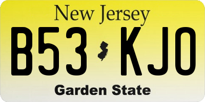 NJ license plate B53KJO