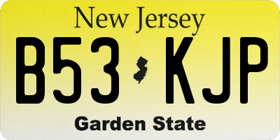 NJ license plate B53KJP