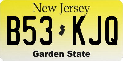 NJ license plate B53KJQ