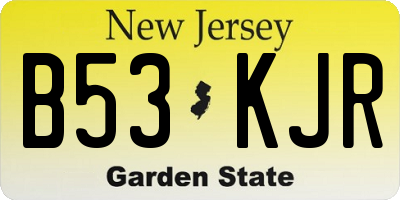 NJ license plate B53KJR