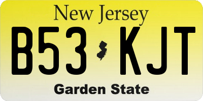 NJ license plate B53KJT