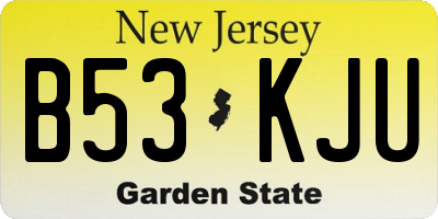 NJ license plate B53KJU