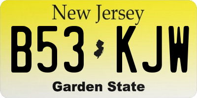 NJ license plate B53KJW