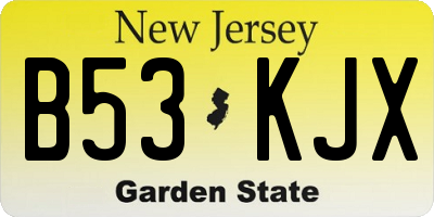 NJ license plate B53KJX