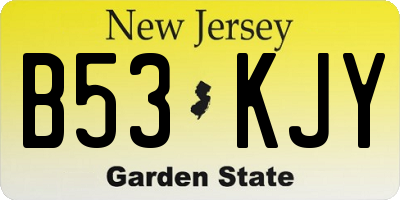 NJ license plate B53KJY