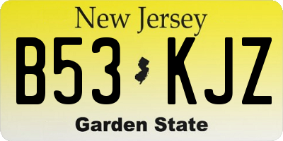 NJ license plate B53KJZ