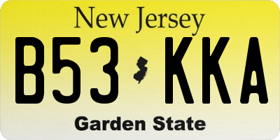 NJ license plate B53KKA
