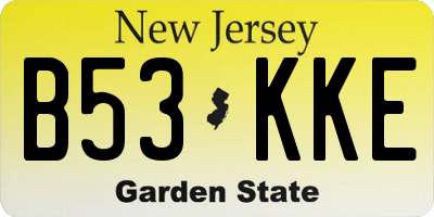 NJ license plate B53KKE
