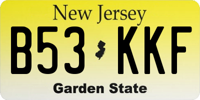NJ license plate B53KKF