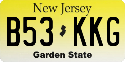 NJ license plate B53KKG