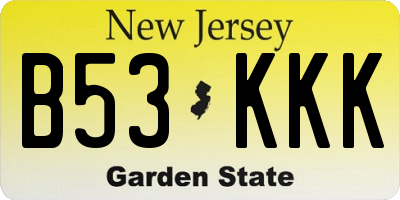 NJ license plate B53KKK