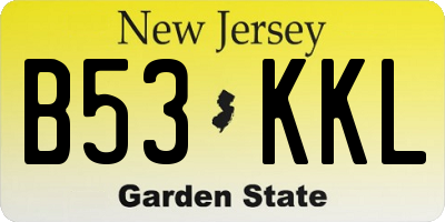 NJ license plate B53KKL