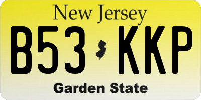 NJ license plate B53KKP