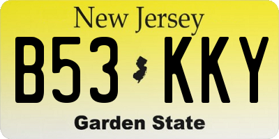 NJ license plate B53KKY