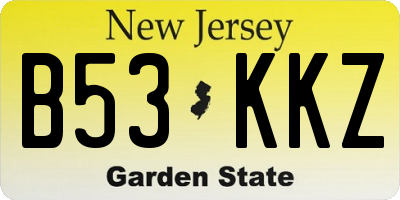 NJ license plate B53KKZ