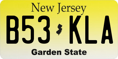 NJ license plate B53KLA