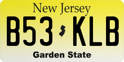 NJ license plate B53KLB
