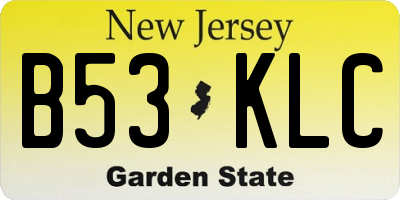 NJ license plate B53KLC