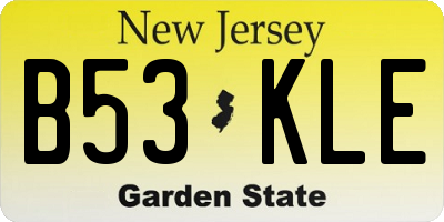 NJ license plate B53KLE
