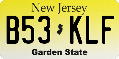 NJ license plate B53KLF