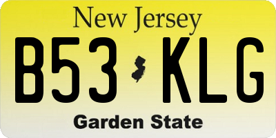 NJ license plate B53KLG