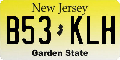 NJ license plate B53KLH
