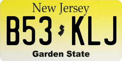 NJ license plate B53KLJ
