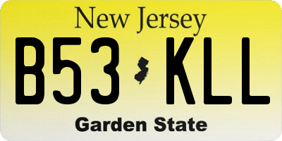 NJ license plate B53KLL