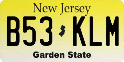 NJ license plate B53KLM