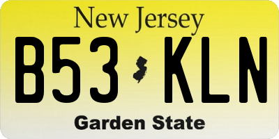 NJ license plate B53KLN