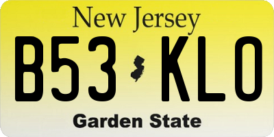 NJ license plate B53KLO
