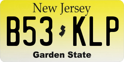 NJ license plate B53KLP