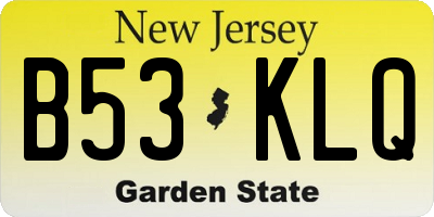 NJ license plate B53KLQ