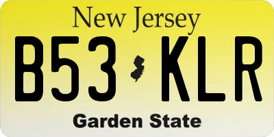 NJ license plate B53KLR