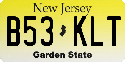 NJ license plate B53KLT