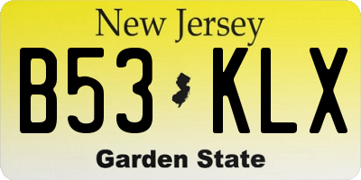 NJ license plate B53KLX