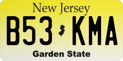 NJ license plate B53KMA