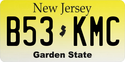 NJ license plate B53KMC